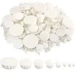 320Pcs 8 Sizes White Plugs Hole Plastic Hole Plugs Hole Round Plugs