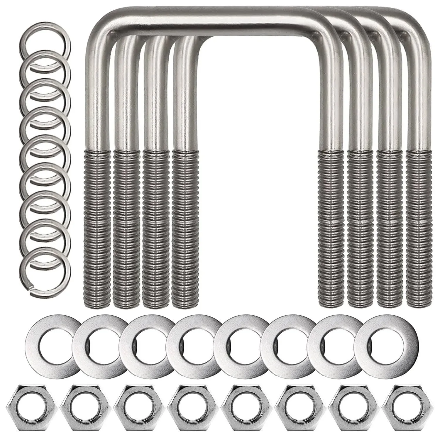 Square U-Bolt, Stainless Steel Square U-Bolt Boat Trailer Ubolts with Washers...