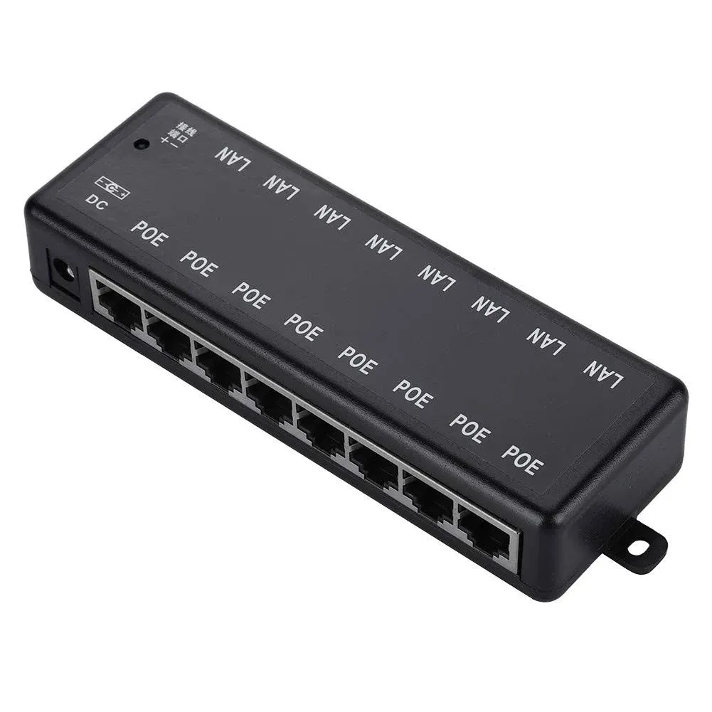 8 Port PoE Injector All in One DC12V-48V 8 Interfaces Passive Adapter Power Over Ethernet Module Injector