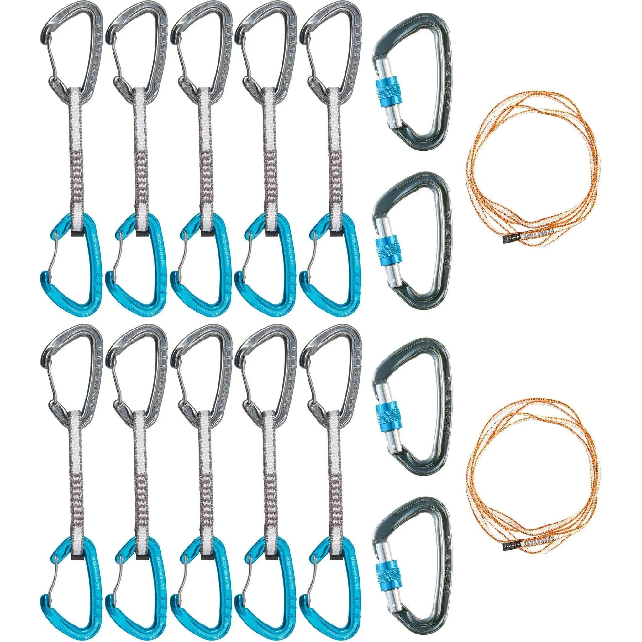 TRANGO Sport Climbing Package - Complete Essentials: 10 Phase Quickdraws, 4 React Screwlocks, 2 60cm Low Bulk Slings