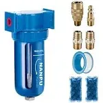 NANPU Zinc Alloy Desiccant Dryer, Compressed Air in Line Filter, Moisture Water Separator, Poly Bowl (1/4" NPT)