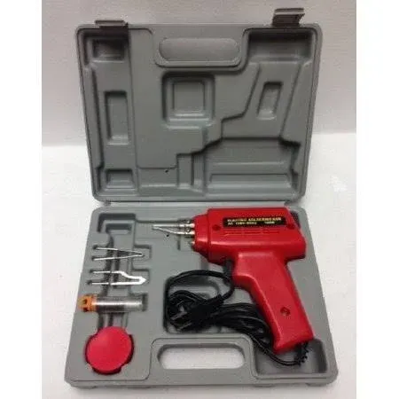 100W 5Pc Soldering Gun Kit: Cutter: Flux: Solder: Case