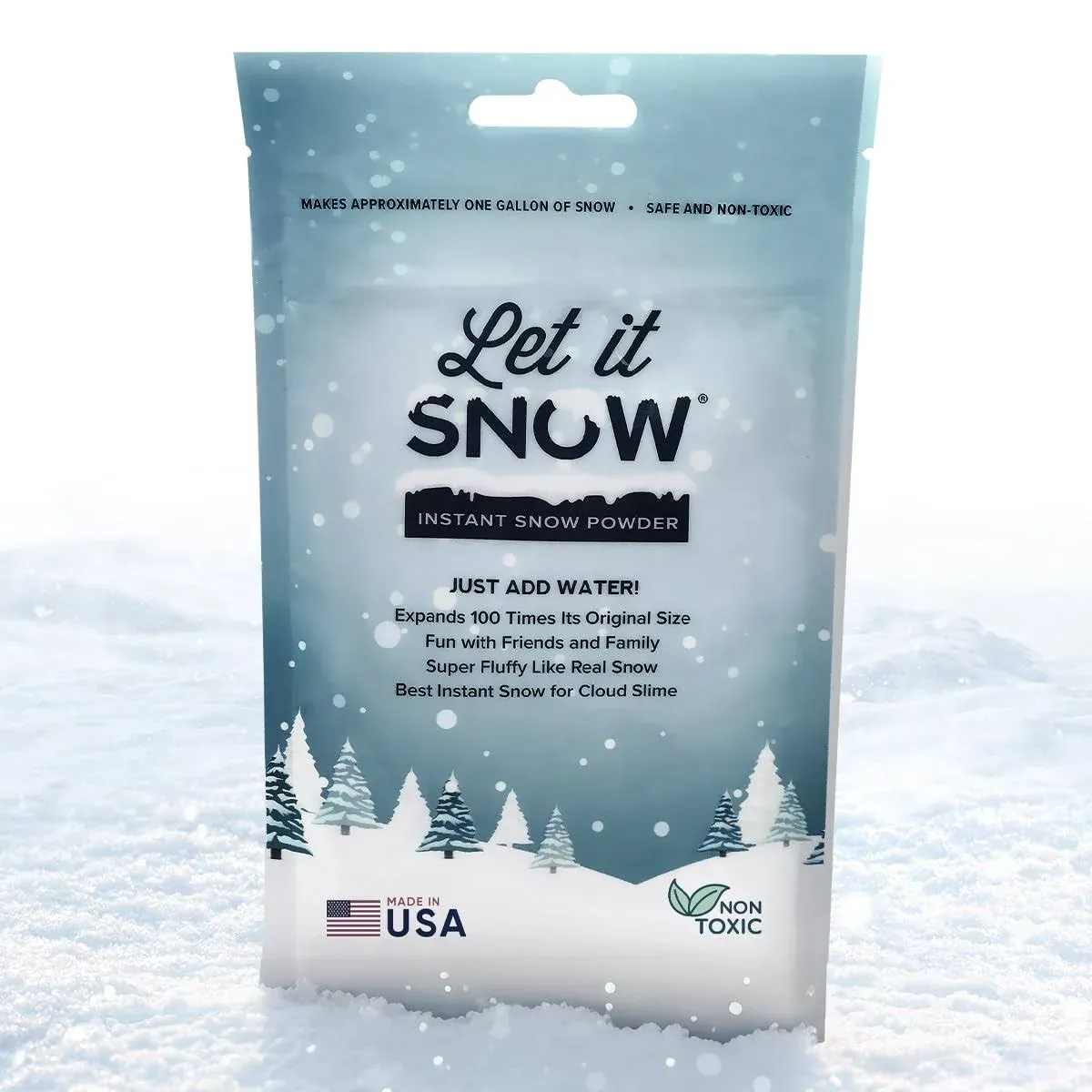 Let it Snow Instant Snow for Slime | Made in The USA Premium Fake Snow Powder for Kids | Great Artificial Snow for Holiday Snow Decorations, Sensory Activities and Slime | Makes 5 Gallons