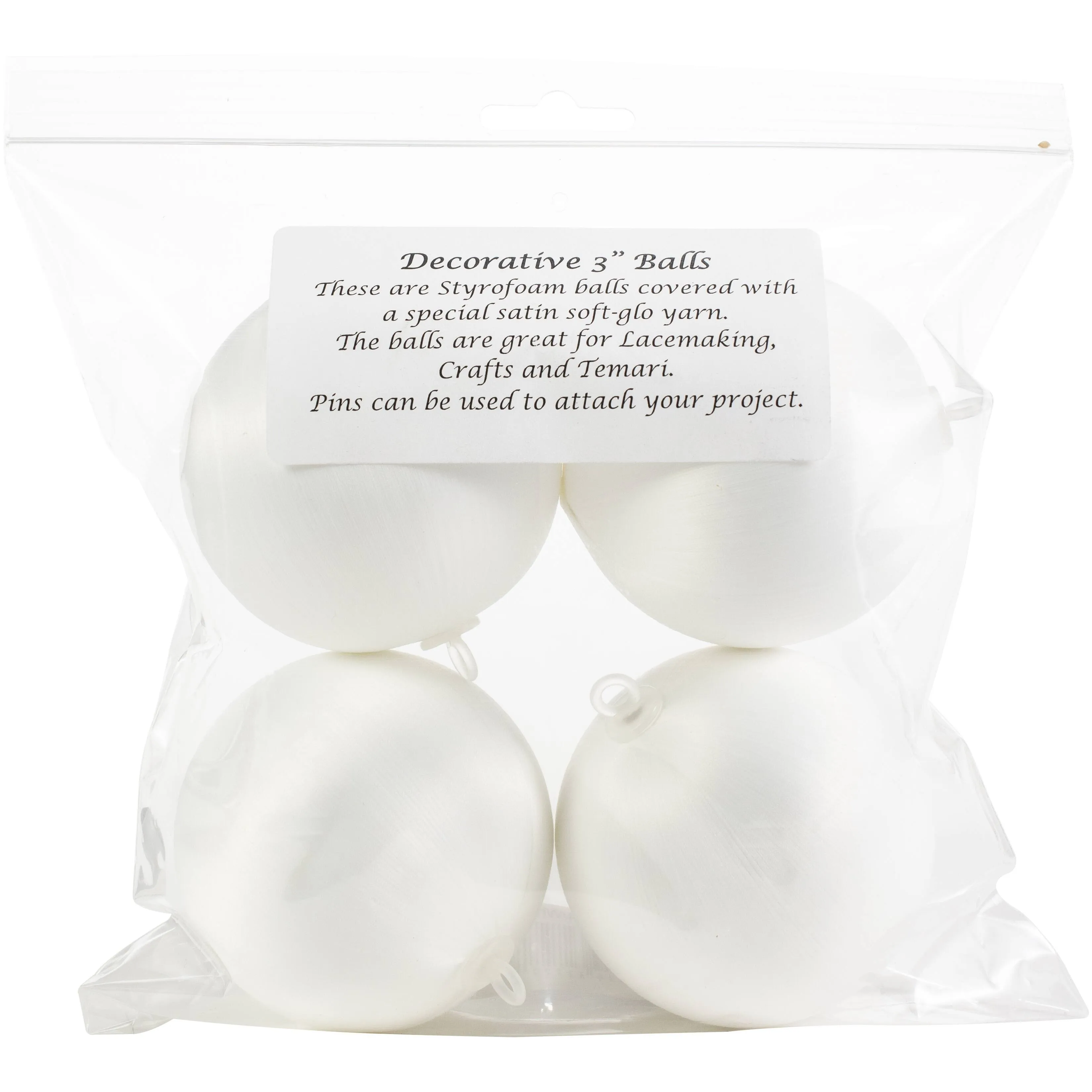 Handy Hands Decor Satin Covered Styrofoam Balls 3" 4-pkg-white