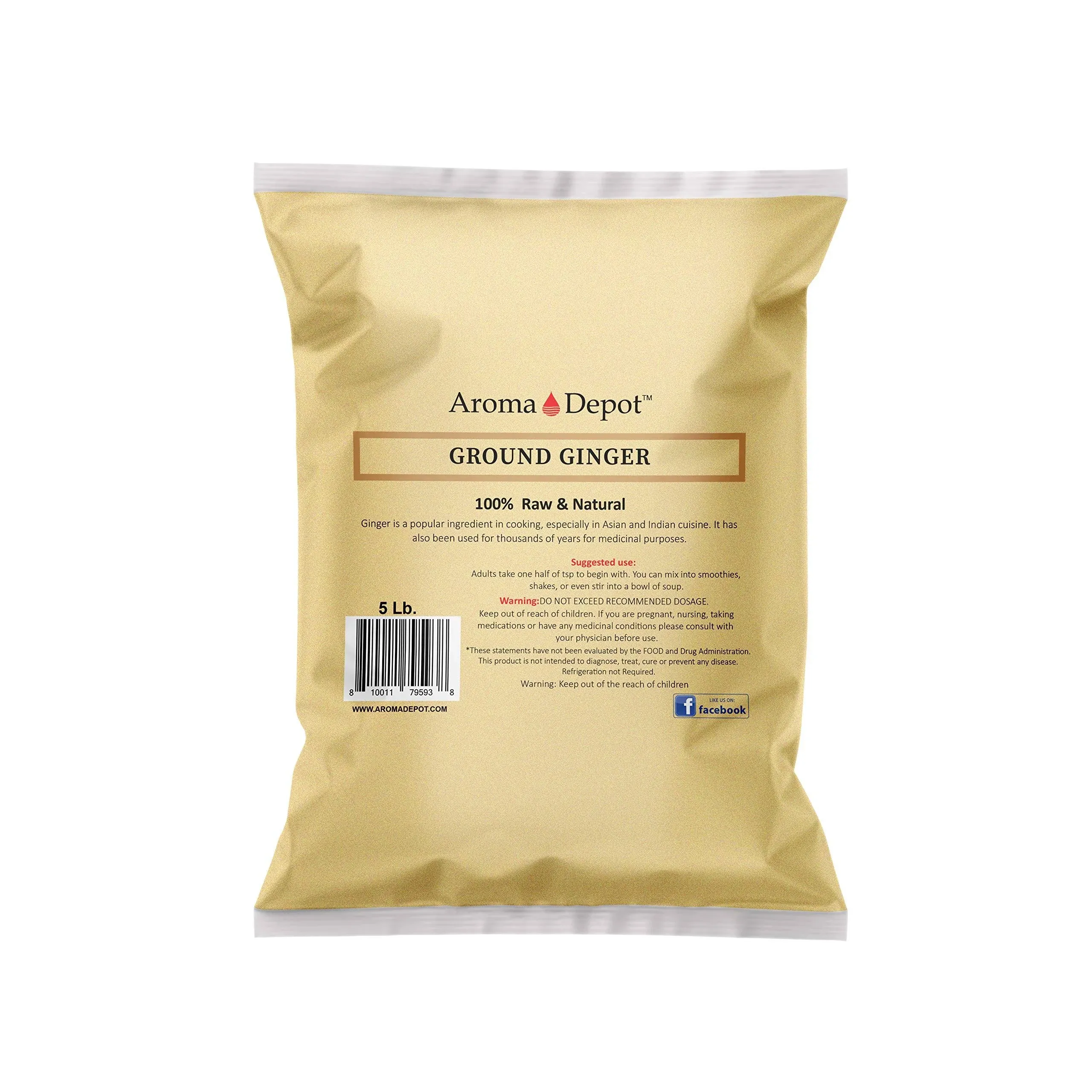 5 lbs. Ginger Powder. Root (Zingiber officinale Roscoe) - Raw Natural Keto, Vegan, Rich in Vitamin C - Recommended to use in Food, Tea, Juice, or Coffee - Non-GMO, Gluten-Free - Originated in India.