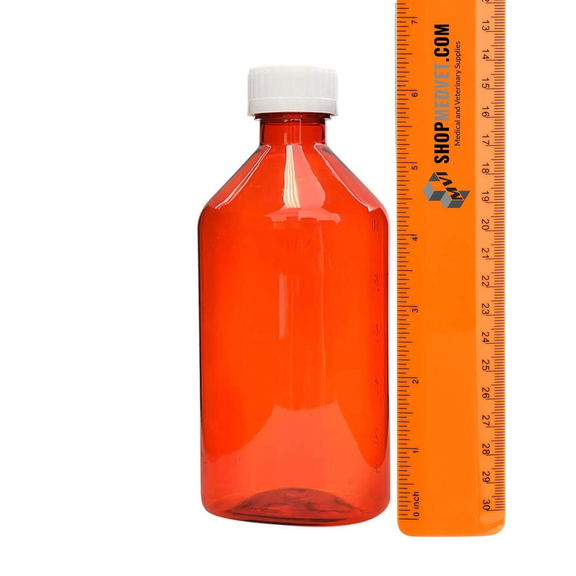 Amexdrug Oval Plastic Bottles - 12oz, Amber, CR Caps - 12 Pcs JJ110748