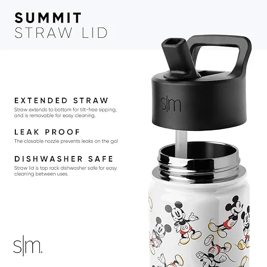 Simple Modern Disney Pixar Toy Story Kids Water Bottle with Straw Lid | Reusable Insulated Stainless Steel Cup for Boys, School | Summit Collection | 14oz, Toy Story Andys Toys