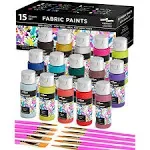 Chalky Crown Permanent Fabric Paint for Clothes, 15 Colors - Fabric Paint for Canvas Textile Paint Cloth Paint Fabric Paint Set Fabric Paints Child