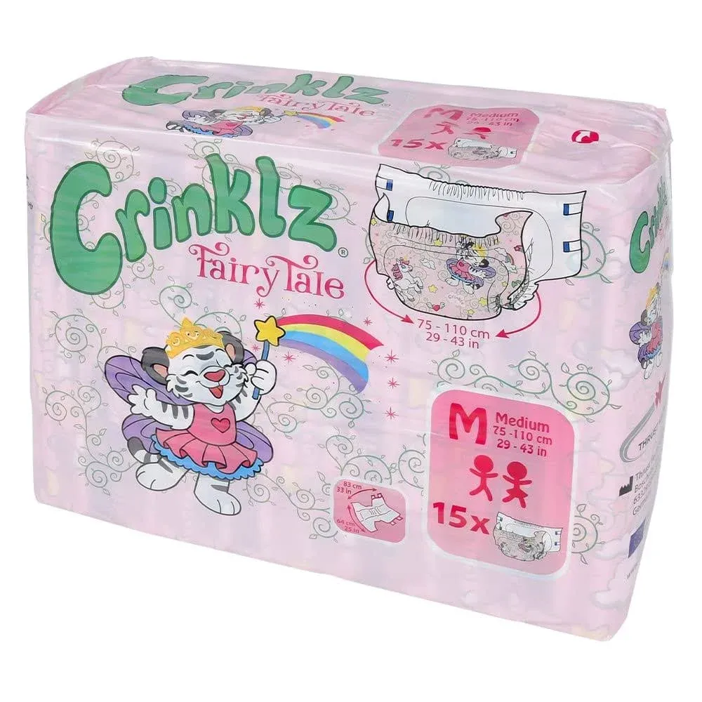 Crinklz Tab-Style Briefs Adult Printed Diapers, Fairy Tale, Medium, Case/60 (4/15s)