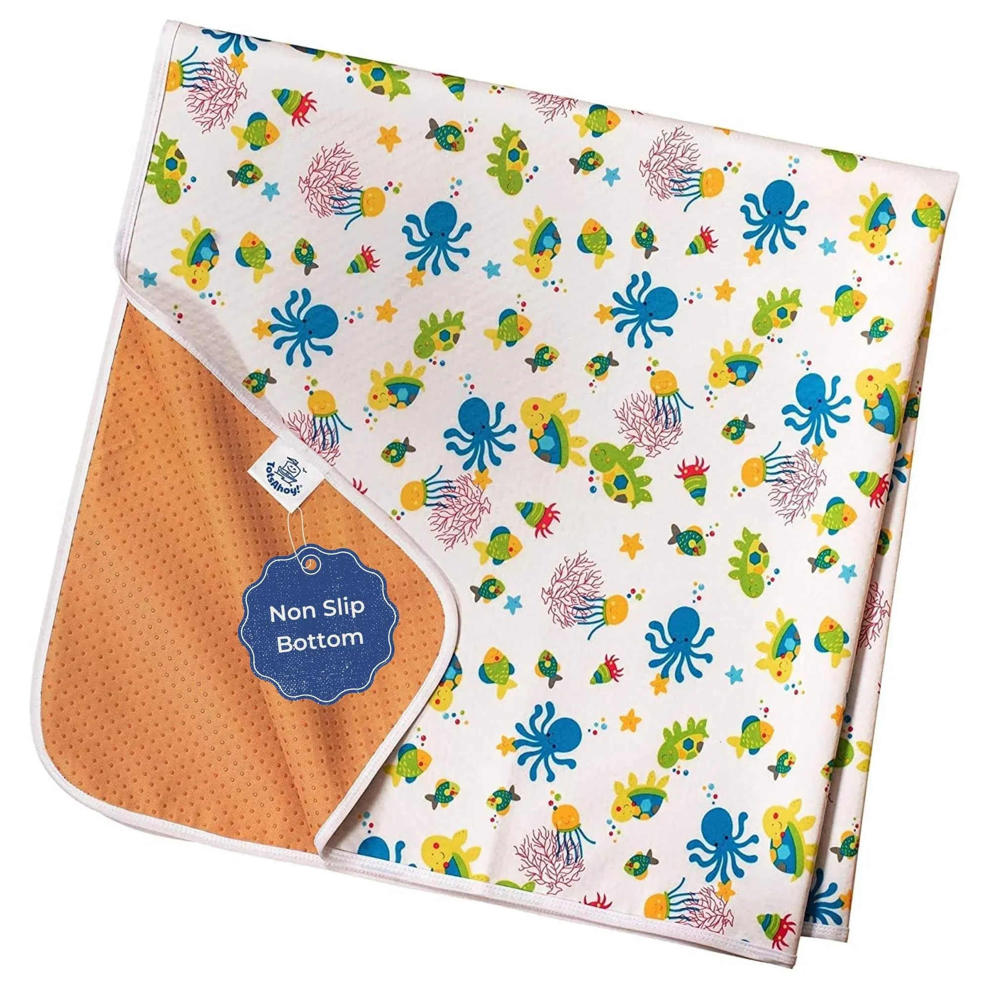 TotsAhoy! Baby Splat Mat for Under High Chair, 51" Waterproof and Washable Spill ...