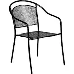 Flash | Indoor-Outdoor Steel Patio Arm Chair with Round Back - Black