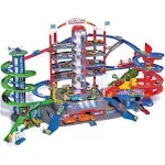 DICKIE TOYS: Majorette Super City Garage Playset with 6 Die-Cast Cars, Parking Building Play World on Seven Floors, 6 Light and Sound Effect Systems, For Ages 3 and up , 128 x 78 x 73 cm