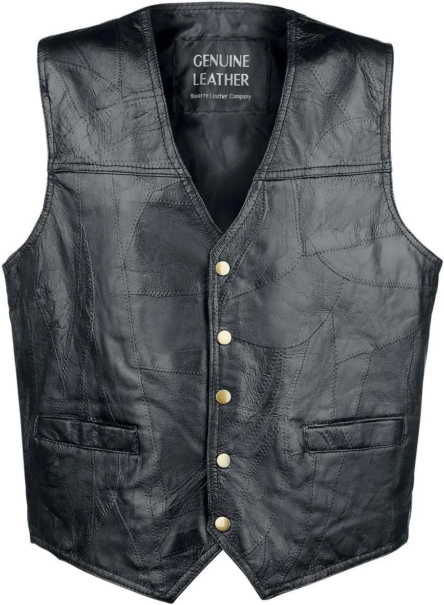 Men's Buffalo Leather Motorcycle Casual Vest