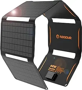 FlexSolar 40W Foldable Solar Panel Charger with USB-C and USB-A Outputs for Phones, Power Banks, Tablets - Waterproof for Camping, Hiking, Backpacking