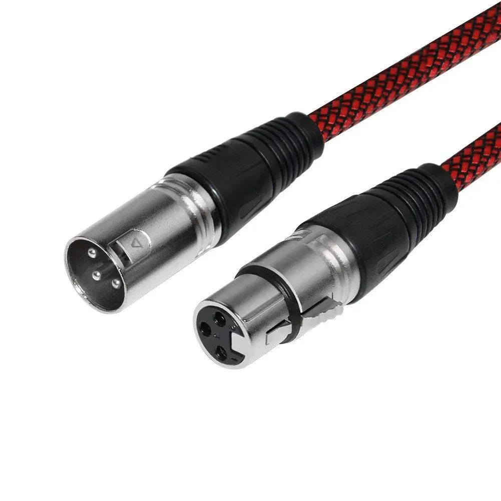 XLR Cable 10ft 2Pack Male to Female, Microphone XLR Cable 3 Pin Nylon Braided Balanced XLR Cable Mic DMX Cable Patch Cords with Oxygen-Free Copper Conductors