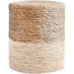 Pouf Ottomans, Natural Seagrass Poof, Hand Weave round Footstool, Pouffe Accent 