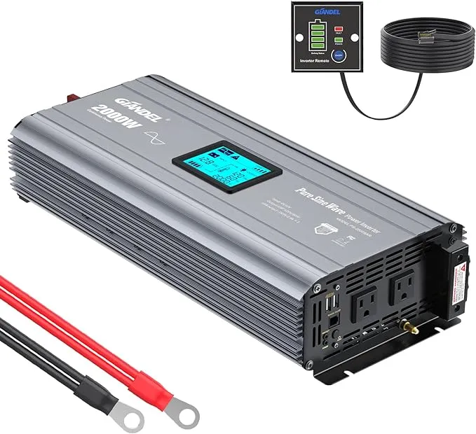 Giandel 2000W Pure Sine Wave Power Inverter DC 12V to AC 120V 12V-110-120V-CAN