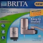 BRITA Chrome Faucet Mount Filtration System, Includes 1 System and 2 Filters.