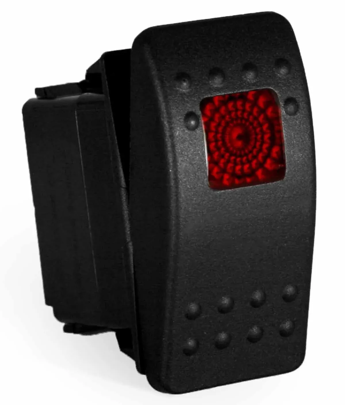 Carling Rocker Switch - Illuminated Red - V1D1, SPST, 3 terminals, Sealed, Waterproof, dusproof (Red)