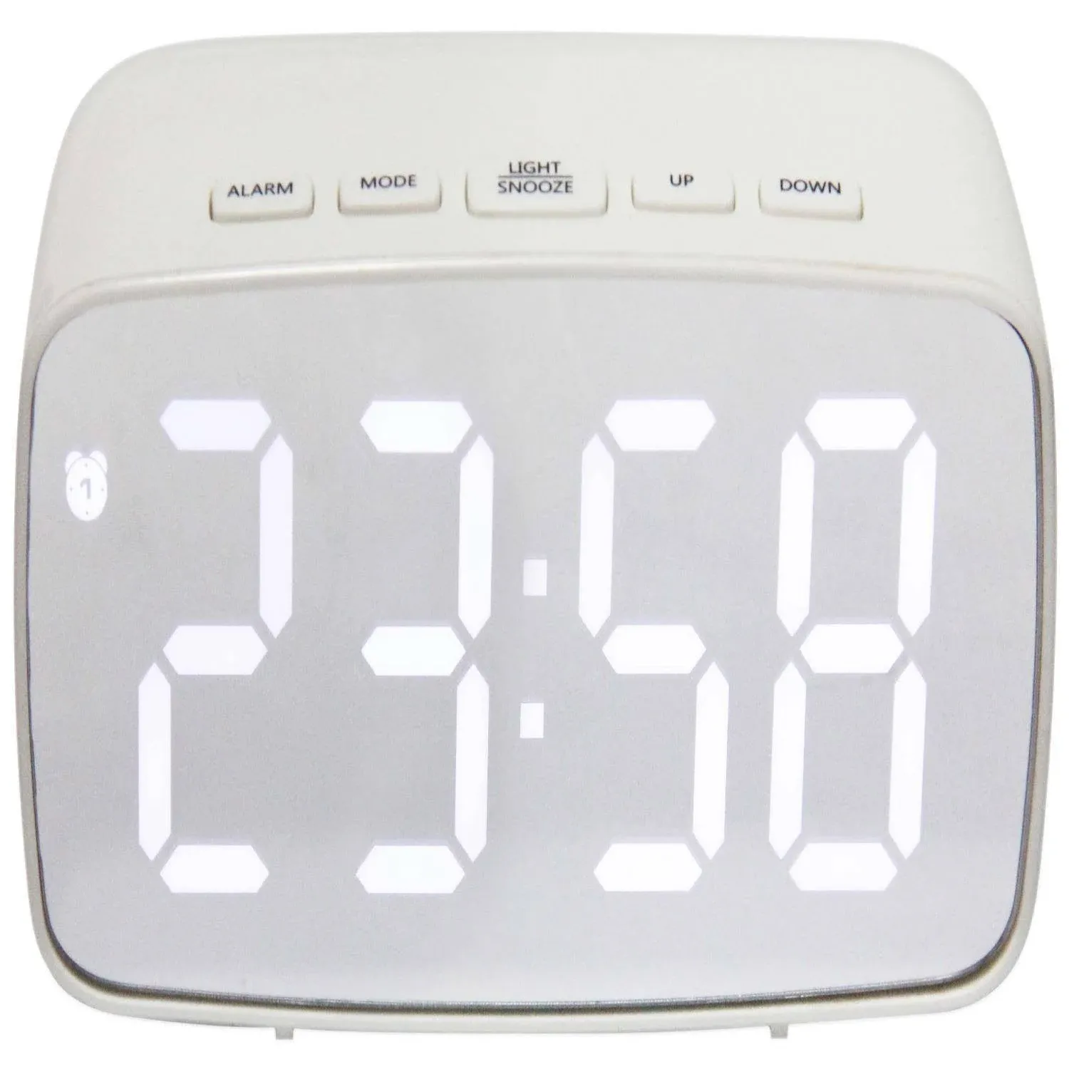 Digital Alarm Clock, White, 4.75" x 2"