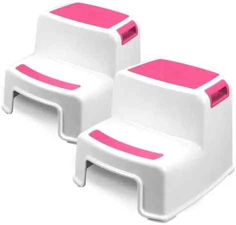 Two Step Kids Step Stools - 2 Pack, Pink - Child, Toddler Safety Steps for ...