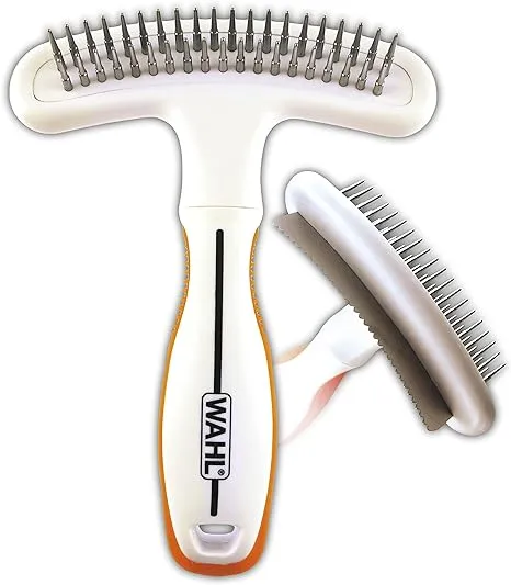 Wahl 2-in-1 Combination Double Row Pet Rake with Hair Shedding Blade for Dog or Cat Fur by The Brand Used by Professionals – Model 858424