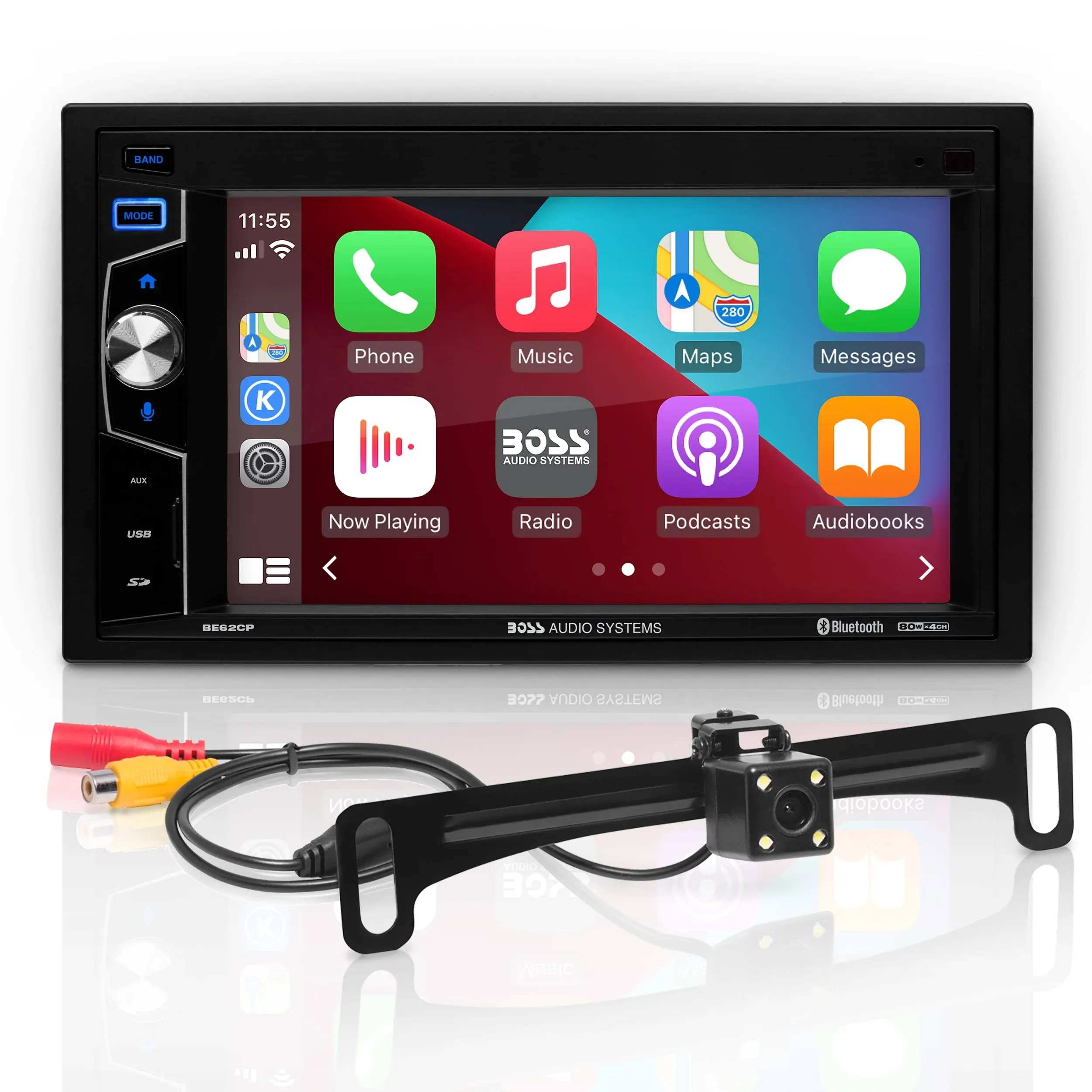 BOSS Audio Systems Elite Series BE62CP-C Car Stereo - Apple CarPlay, 6.2 Inch Double Din, Touchscreen, Bluetooth Audio and Calling Head Unit, Radio Receiver, No CD DVD Player, Backup Camera