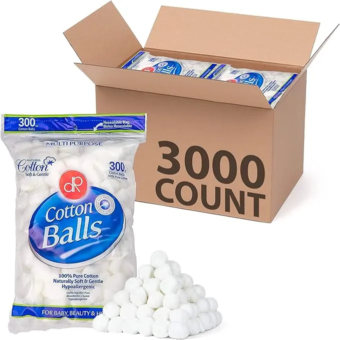 DecorRack 3000 Mini Cotton Balls Bulk Pack for Make-Up, Nail Polish Removal, Applying Oil Lotion or Powder, Multi-Purpose Balls Made from 100% Natural Cotton, Soft and Absorbent (3000 Count)