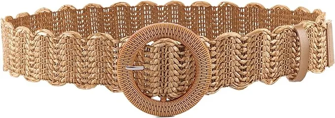 Ayliss Straw Woven Elastic Stretch Waist Belt Fashion Women Skinny Dress Belt Waist Dress Band Straw Woven Bohemian Belt