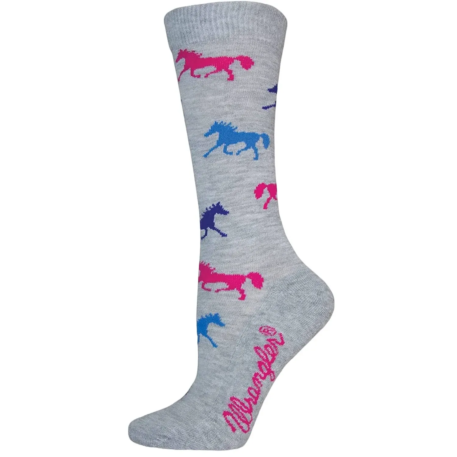 "Wrangler® Girl's Horses Grey Crew Socks 09406-2400-SM"