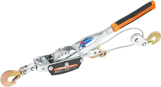 VEVOR Come Along Winch, 5 Ton (11,023 lbs) Pulling Capacity, 11.5 ft Steel Cable, 3 Hooks, Heavy Duty Ratchet Power Puller Tool with Dual Gears, Automotive Hoist Cable Puller Ideal for Vehicle Rescue