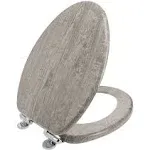 Home+solutions Elongated Distressed Wood Decorative Toilet Seat, Gray