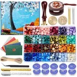 Comealltime Wax Seal Kit with Gift Box 624 Pcs Wax Seal Beads with 2 Pcs Wax Seal ...