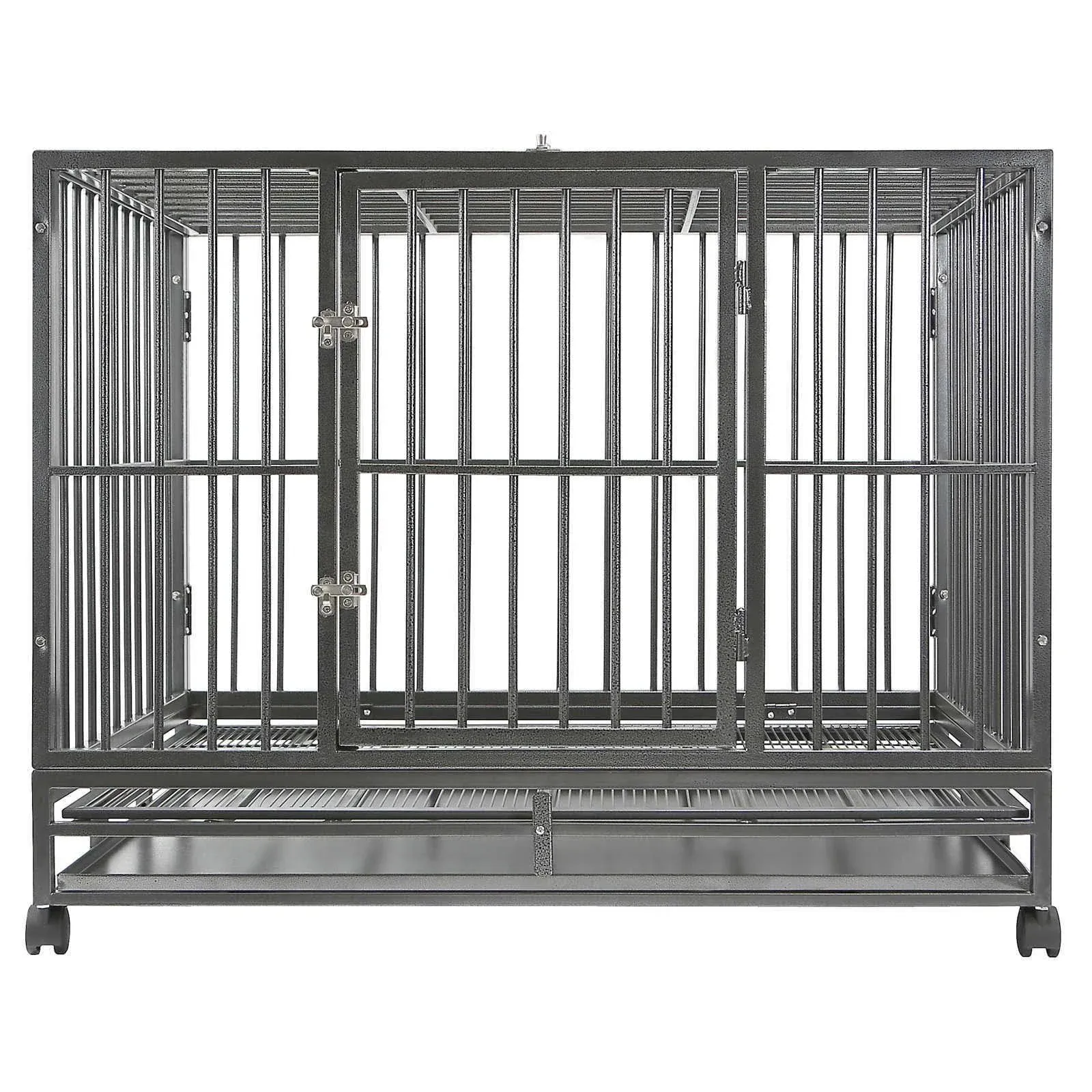 48&#034; Heavy-Duty Metal Dog Cage Crate Kennel Pen - Indoor Outdoor - Silver