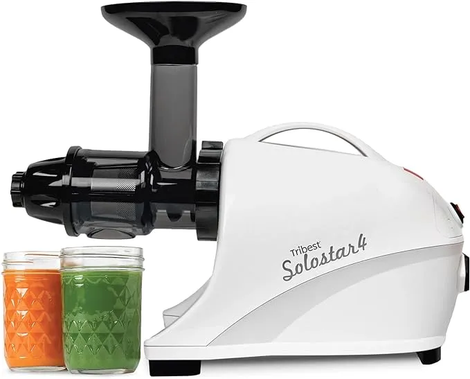 Tribest Solostar SS-4200-B Horizontal Slow Masticating Juicer, Single Auger Cold Press Juicer & Juice Extractor, White