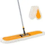 Yocada 36 Commercial Industrial Cotton Mop Dust Floor Mop with Total 2 Mop Pads for Cleaning Office Garage Hardwood Warehouse Fa