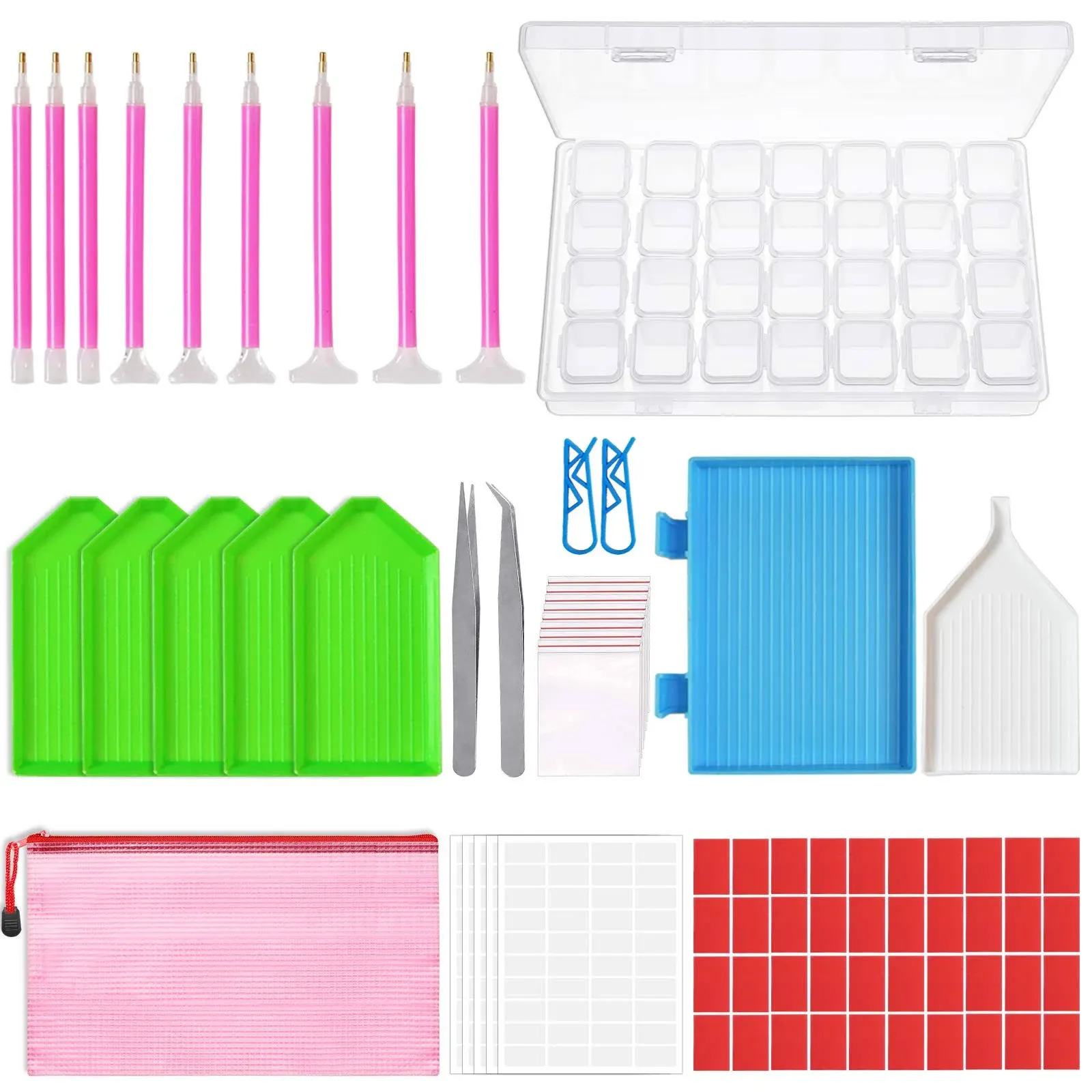 OUTUXED 117pcs 5D DIY Diamond Painting Tools and Accessories Kits with Diamond Embroidery Box and Multiple Sizes Painting Pens for Adults to Make Art Craft