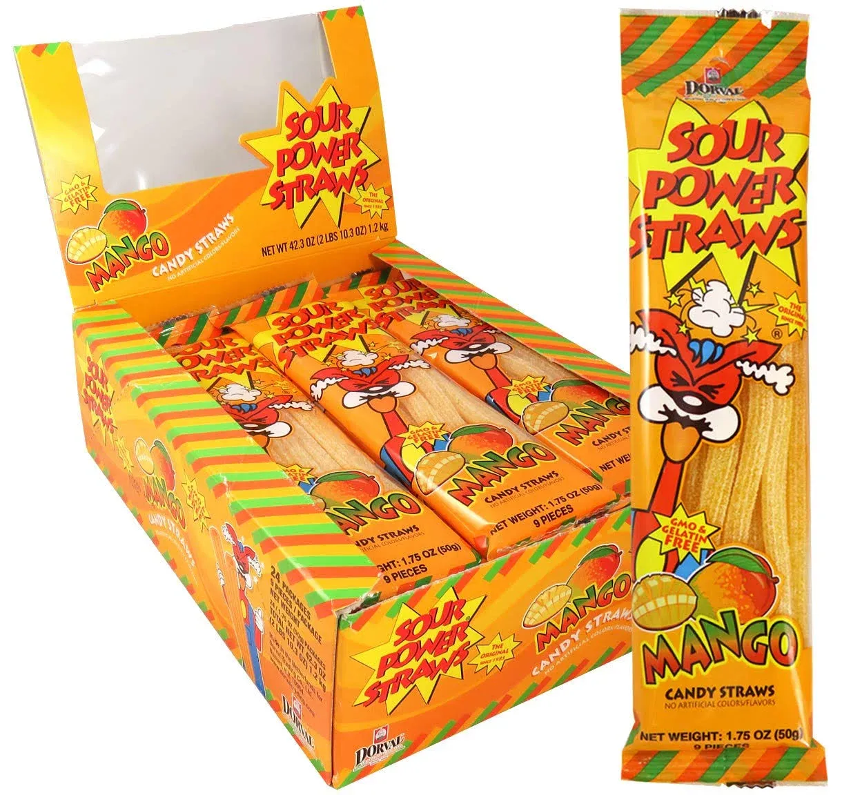 Sour Power® Candy Straws, Mango, 1.75 oz (Pack of 24)