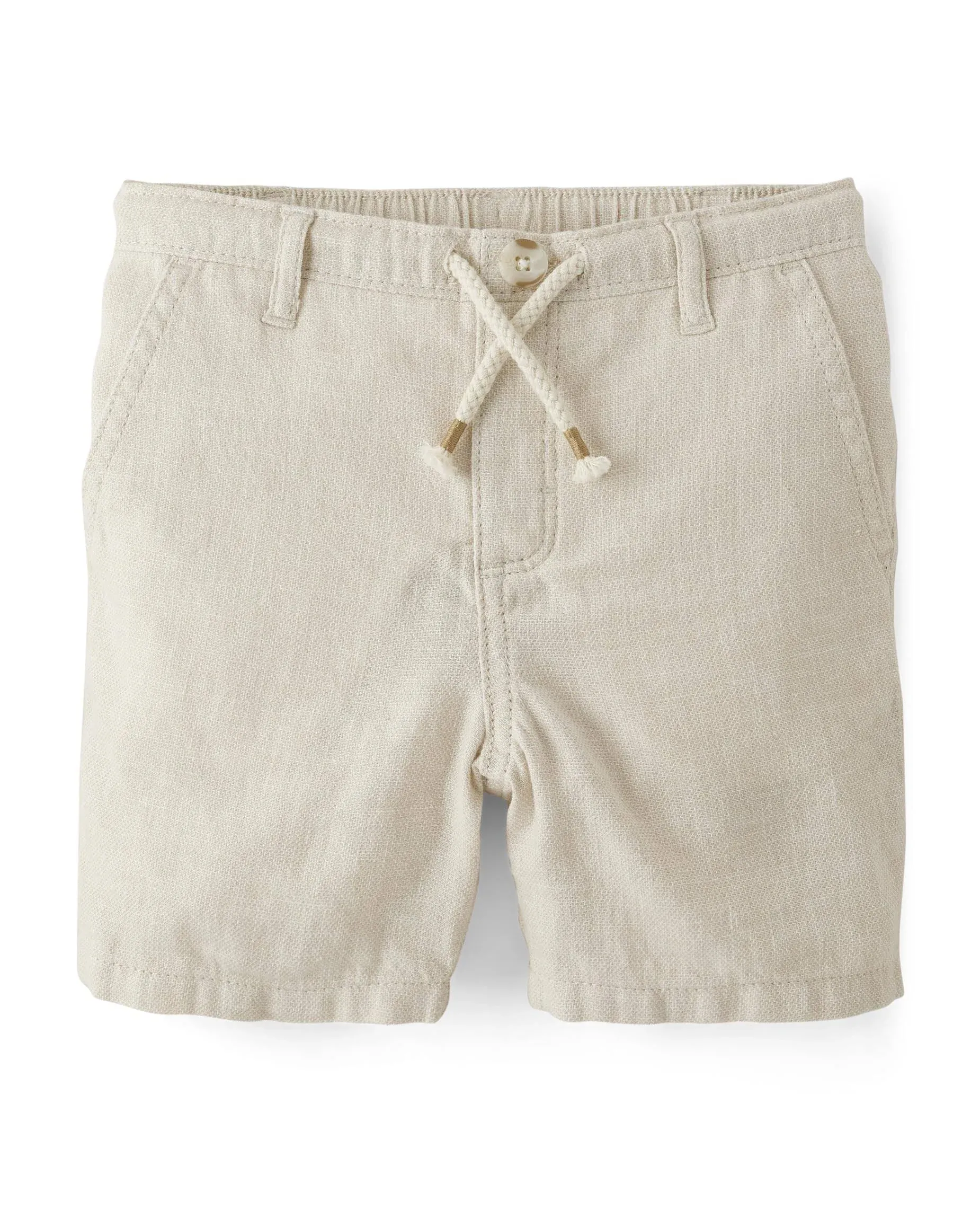 Unisex Kids Linen-Blend Pull On Shorts - Tan