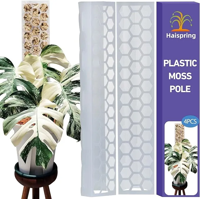 Plastic Moss Pole 4 Pcs Plant Stakes Extending to 62 Inch for Training Indoor Climbing Plants Such as Monstera to Grow Upwards-Use Plant Support Poles Work with Sphagnum Moss or Other soils