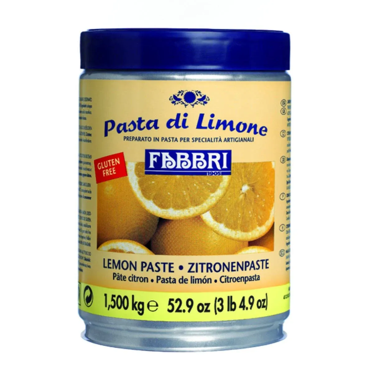 Fabbri Paste Lemon, Flavoring Compound for Gelato, Ice Cream, Soft Serve, Pastry and Confectionary - 1 Tin of 3.3 lb