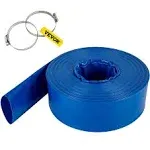 Discharge Hose 1-1/2 in. Dia x 105 ft. PVC Fabric Lay Flat Hose with Clamps Heavy Duty Backwash Drain Hose Burst-Proof