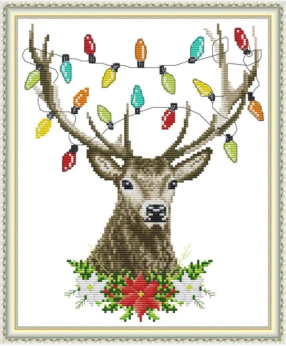 CROSSDECOR Cross Stitch Stamped Kits 11CT 14x16 inch Pre-Printed Cross-Stitching ...