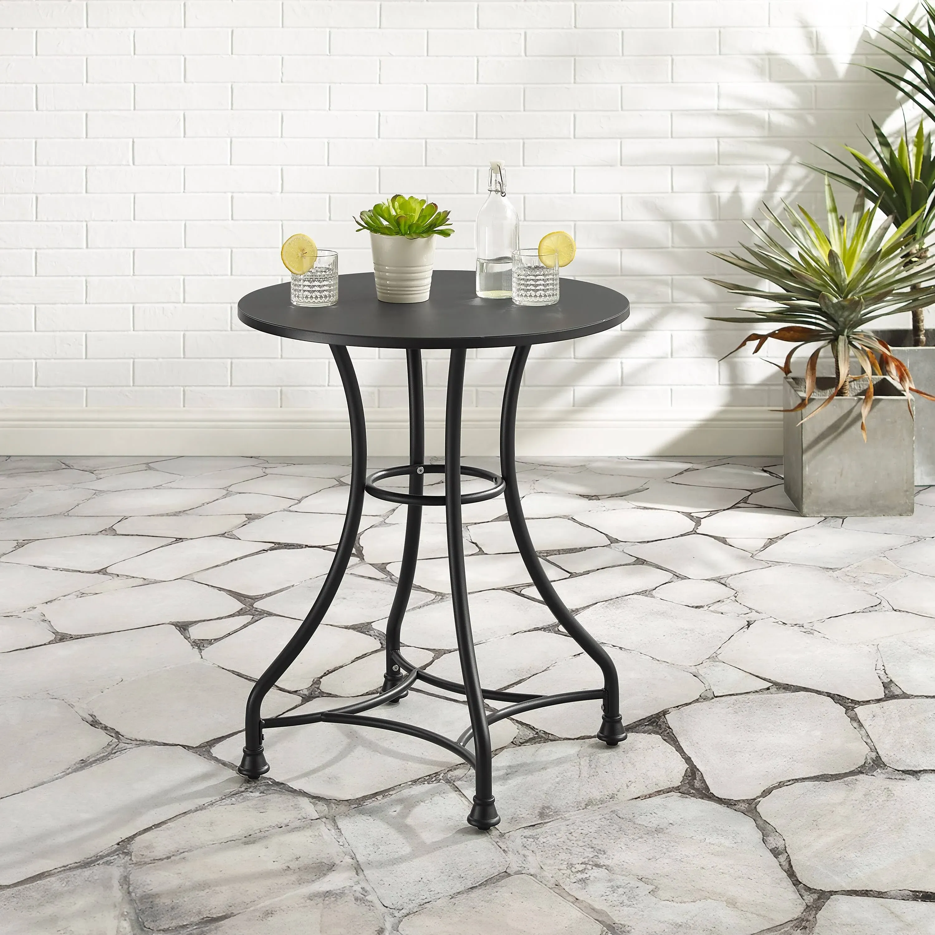 Crosley Astrid Indoor/Outdoor Metal Bistro Table - Matte Black