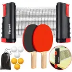 Fbsport Ping Pong Paddle Set, Portable Table Tennis Set with Retractable Net, 2 Rackets, 6 Balls and Carry Bag for Children Adult Indoor/Outdoor Games