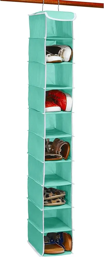 Simple Houseware 10 Shelves Hanging Shoes Organizer Holder for Closet w/ 10 Pockets, Turquoise