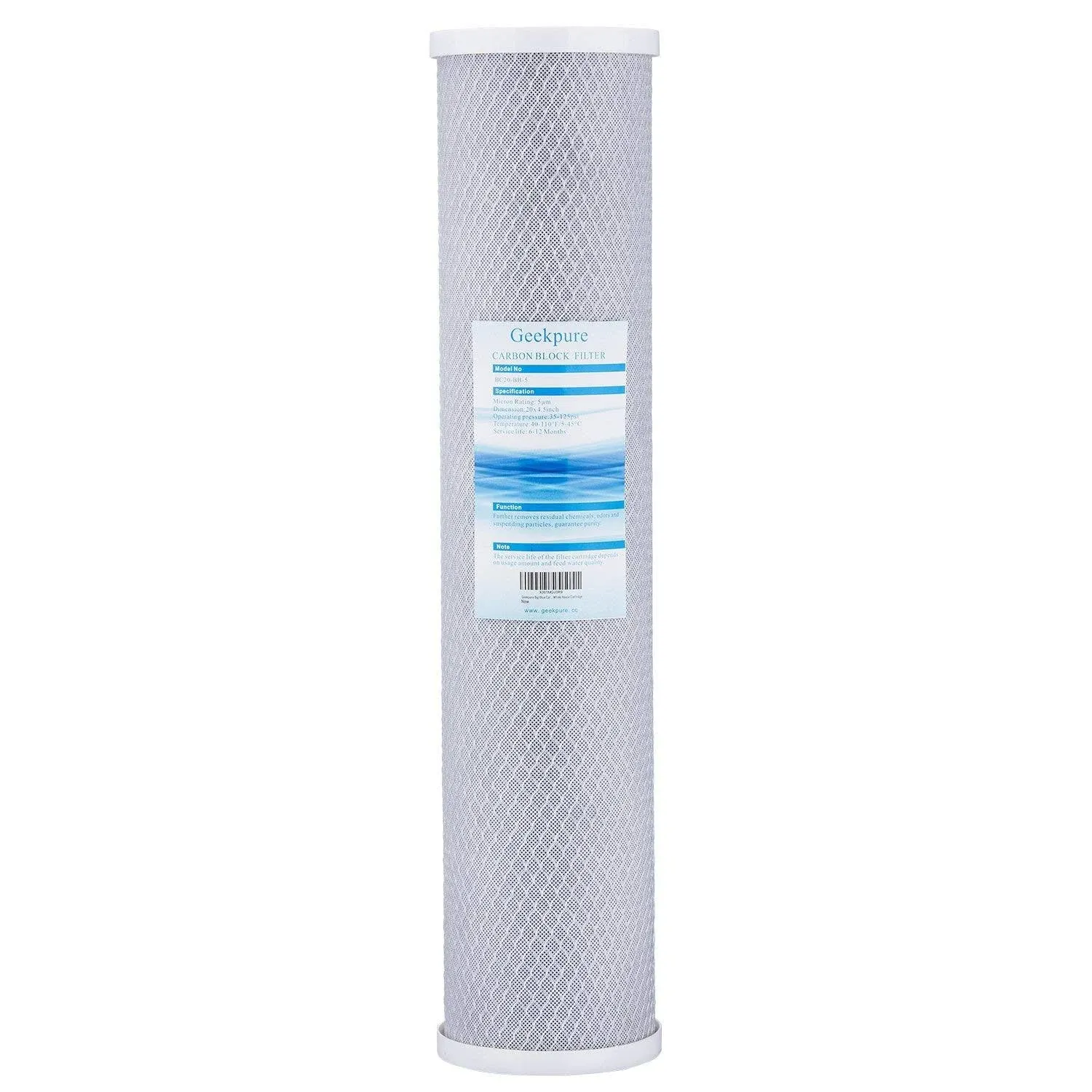 Geekpur 20&#034; Whole House Carbon Block Replacemen Water Filter 20&#034; x 4.5&#034;-5 Mic 