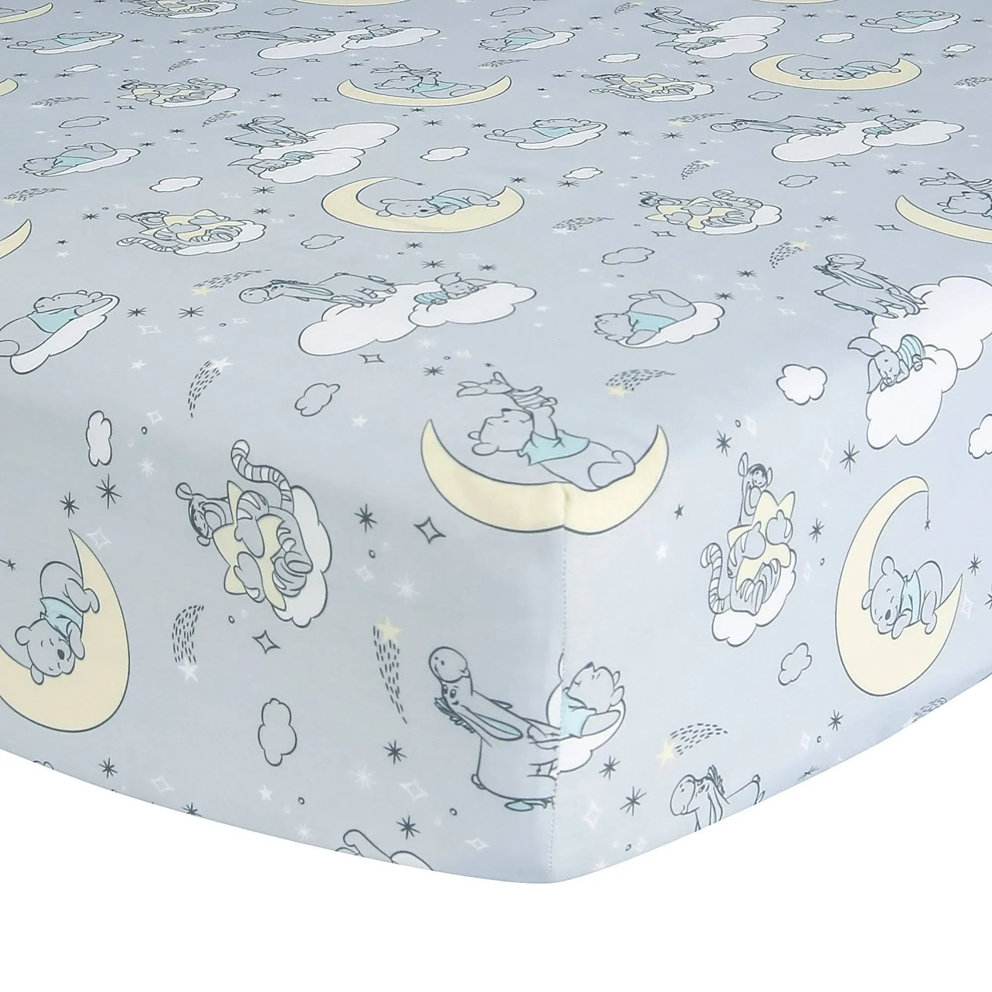 Disney Baby Cozy Friends Winnie The Pooh Gray Fitted Crib Sheet - Lambs & Ivy