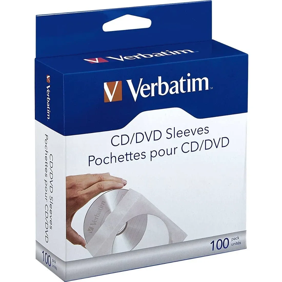 Verbatim CD/DVD Paper Sleeves With Clear Window - 100pk Box