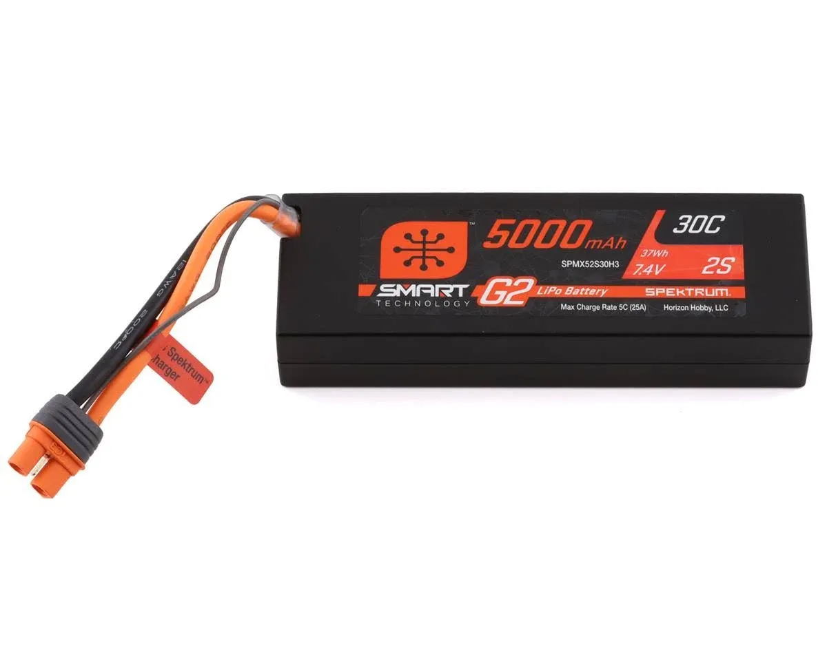 Spektrum RC 7.4V 5000mAh 2S 30C Smart LiPo G2 Hard Case: IC3 *CLEARANCE